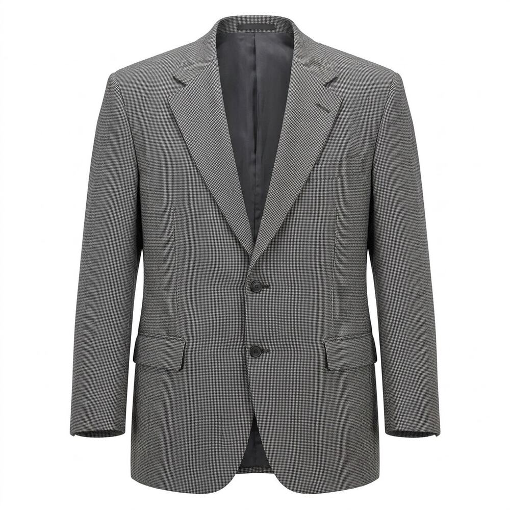 RBM Collection Grey Micro Check Two Button Blazer Men See Measurements